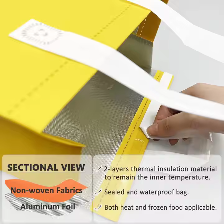 Waterproof Non-woven Thermal Insulated Takeaway Carry Bag with Restaurant Logo - L7 - Image 2